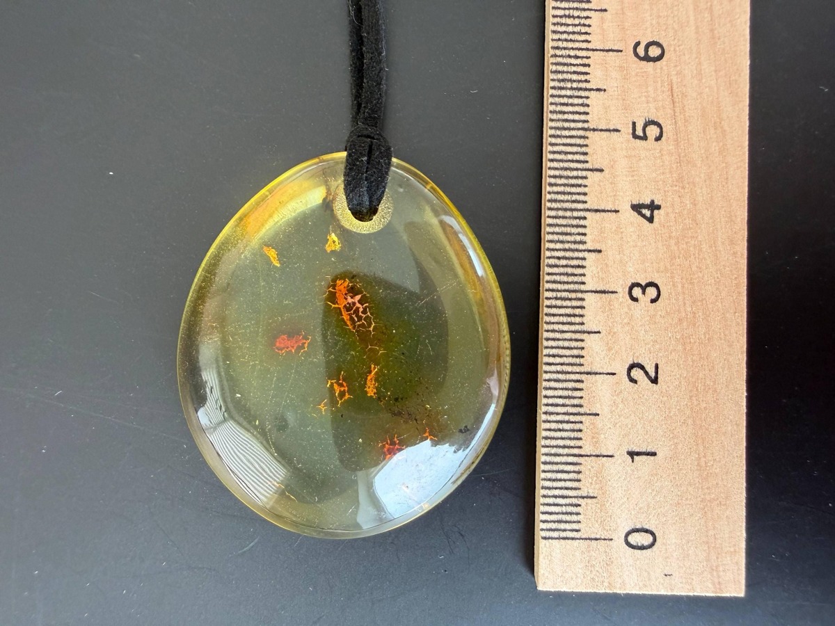 Clear Honey Baltic Amber Teardrop Pendant, 44mm, 13g