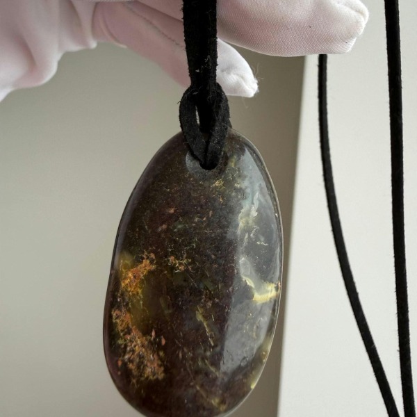 Dark Honey Baltic Amber Drop Pendant, 44mm, 13g