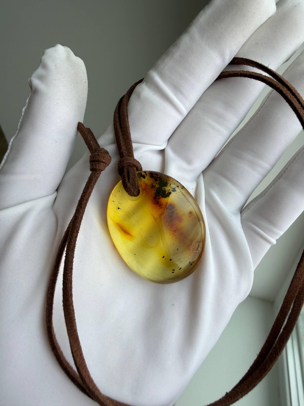Golden Honey Landscape Baltic Amber Pendant, 9g