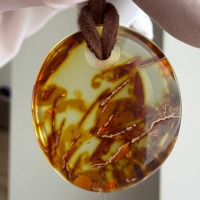 Round Disc Baltic Amber Pendant, Honey Cognac, 7g