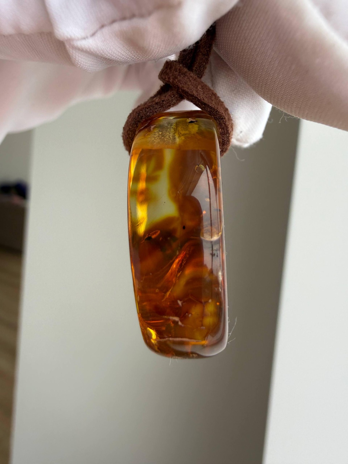 Round Disc Baltic Amber Pendant, Honey Cognac, 7g