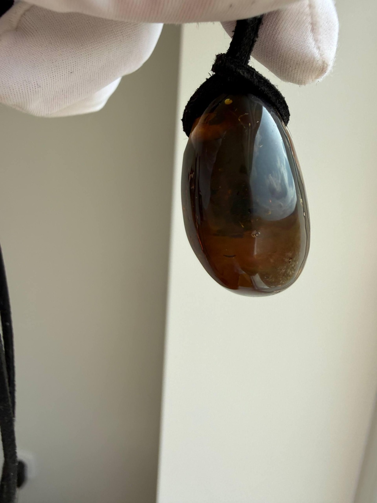 Honey Cognac Baltic Amber Drop Pendant, 9.5g