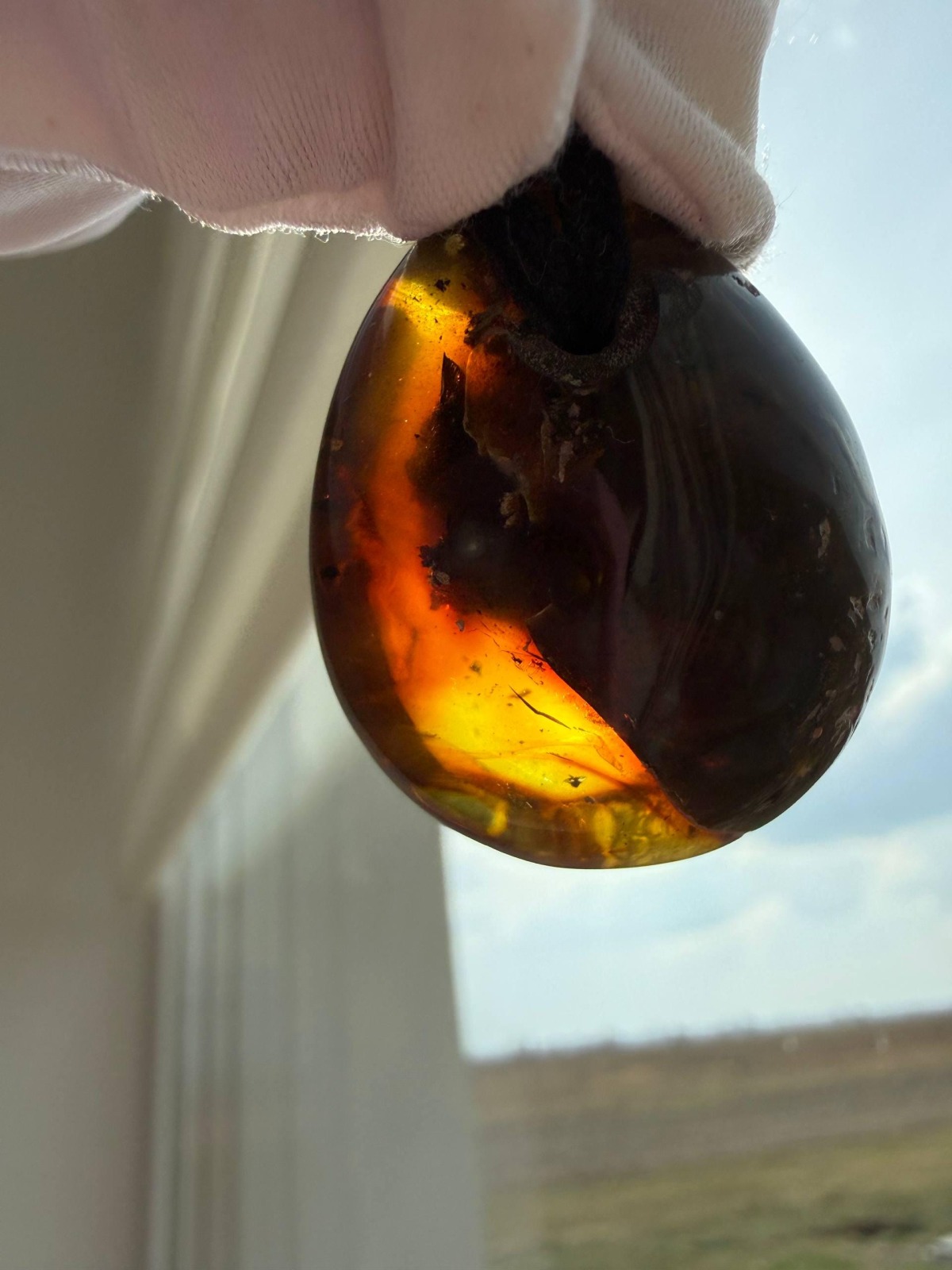 Honey Cognac Baltic Amber Drop Pendant, 9.5g