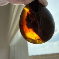 Honey Cognac Baltic Amber Drop Pendant, 9.5g