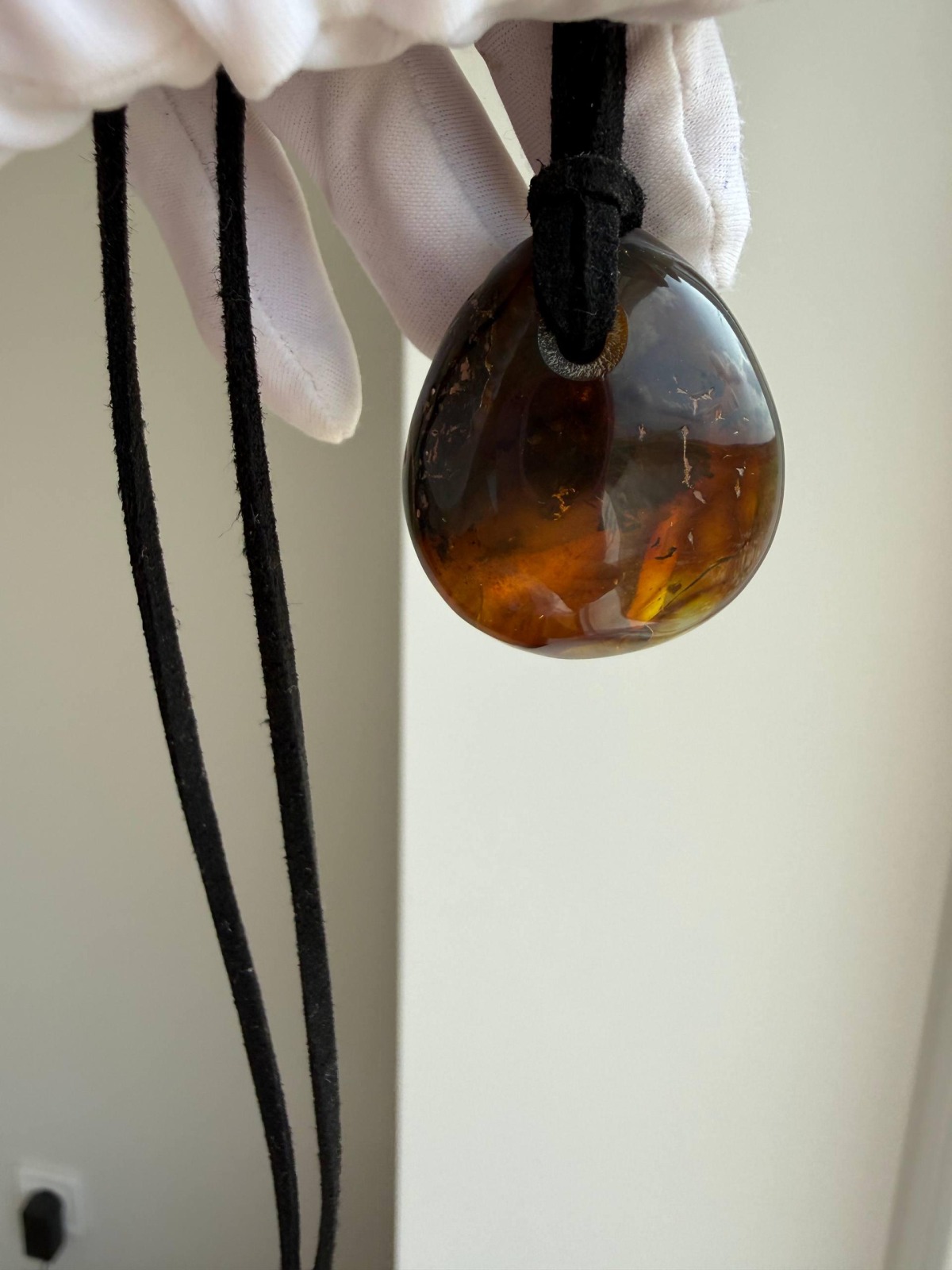 Honey Cognac Baltic Amber Drop Pendant, 9.5g