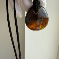 Honey Cognac Baltic Amber Drop Pendant, 9.5g