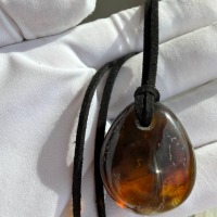 Honey Cognac Baltic Amber Drop Pendant, 9.5g