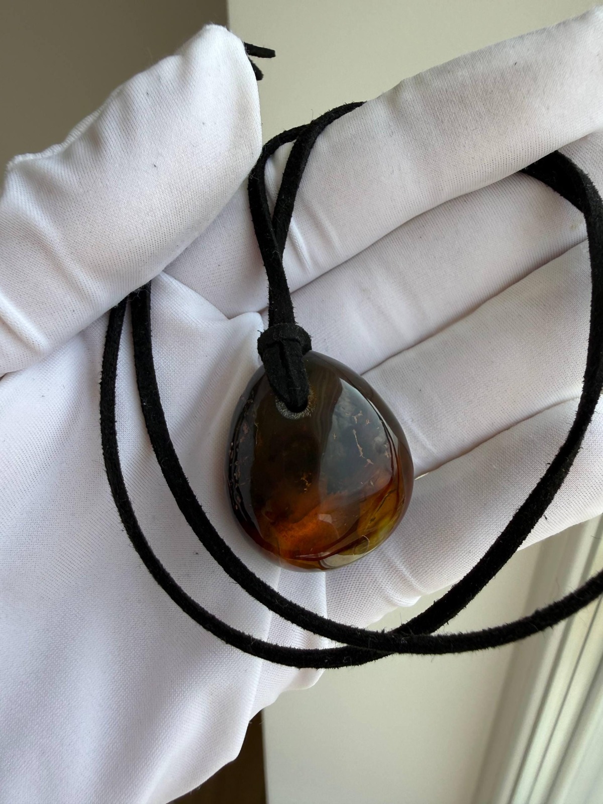 Honey Cognac Baltic Amber Drop Pendant, 9.5g