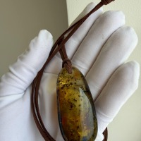 Large Honey Baltic Amber Pendant with Inclusions, 56mm, 20g