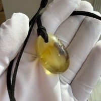 Clear Golden Baltic Amber Pendant with Inclusions, 9g