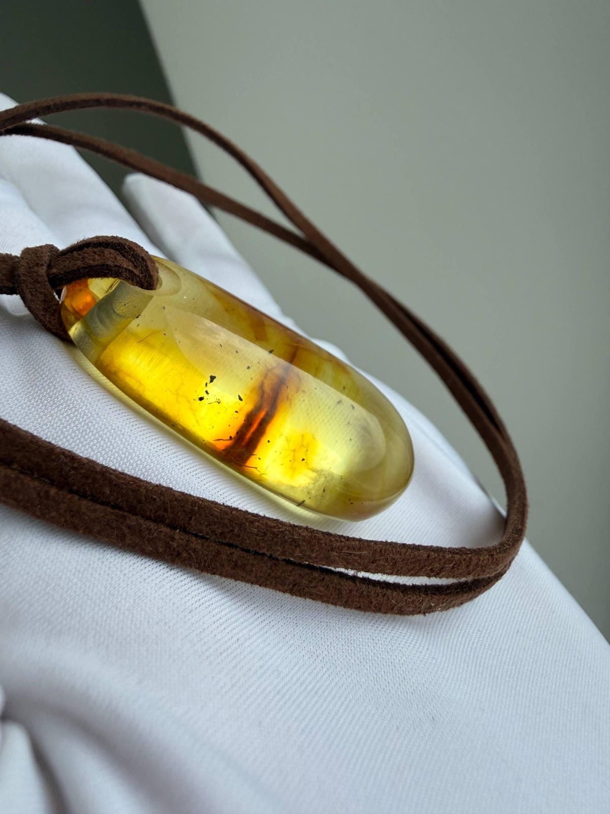 Honey Baltic Amber Drop Pendant, Minimalist, 8g