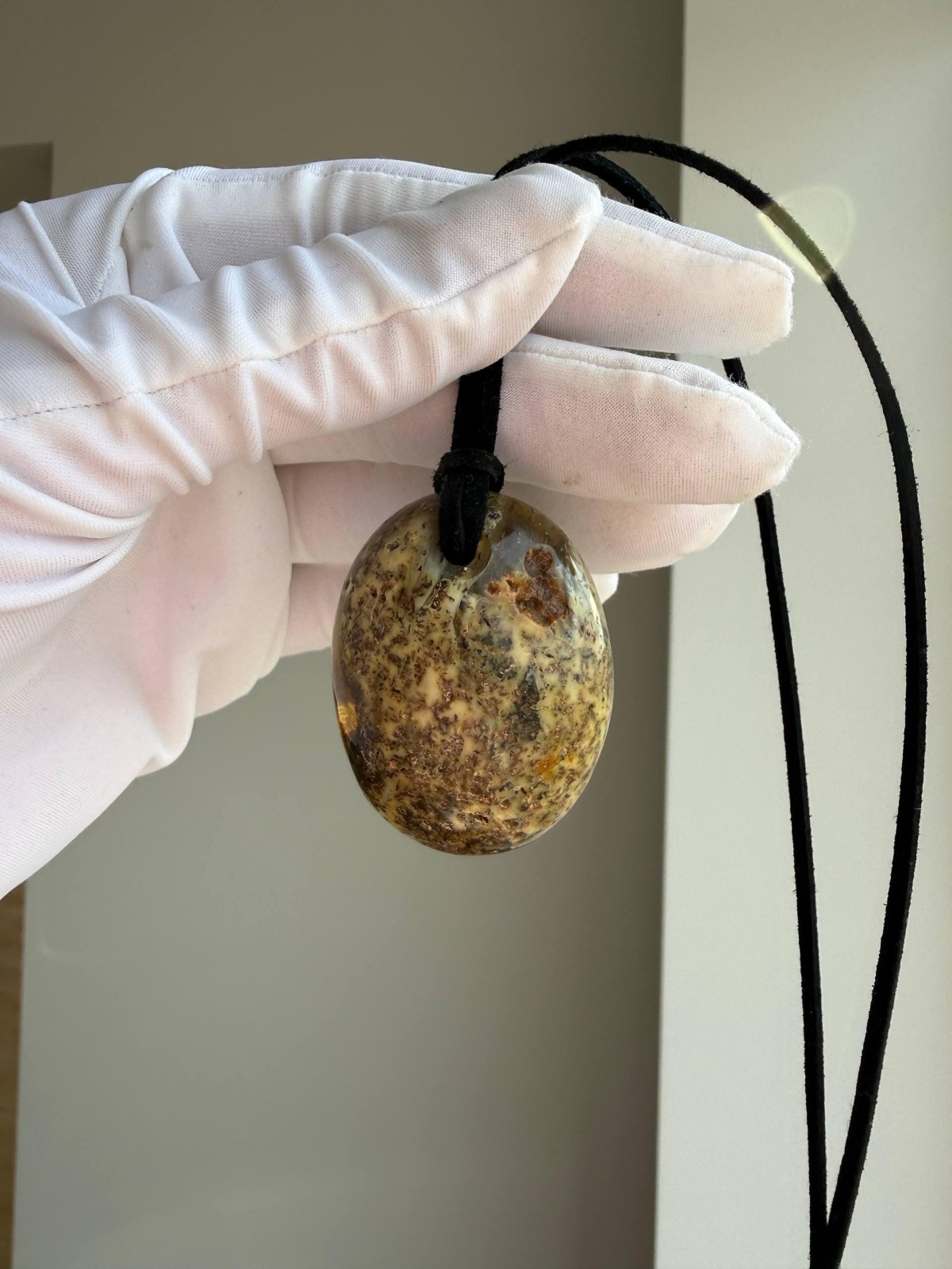 Large Earthy Baltic Amber Pendant with Inclusions, 17g