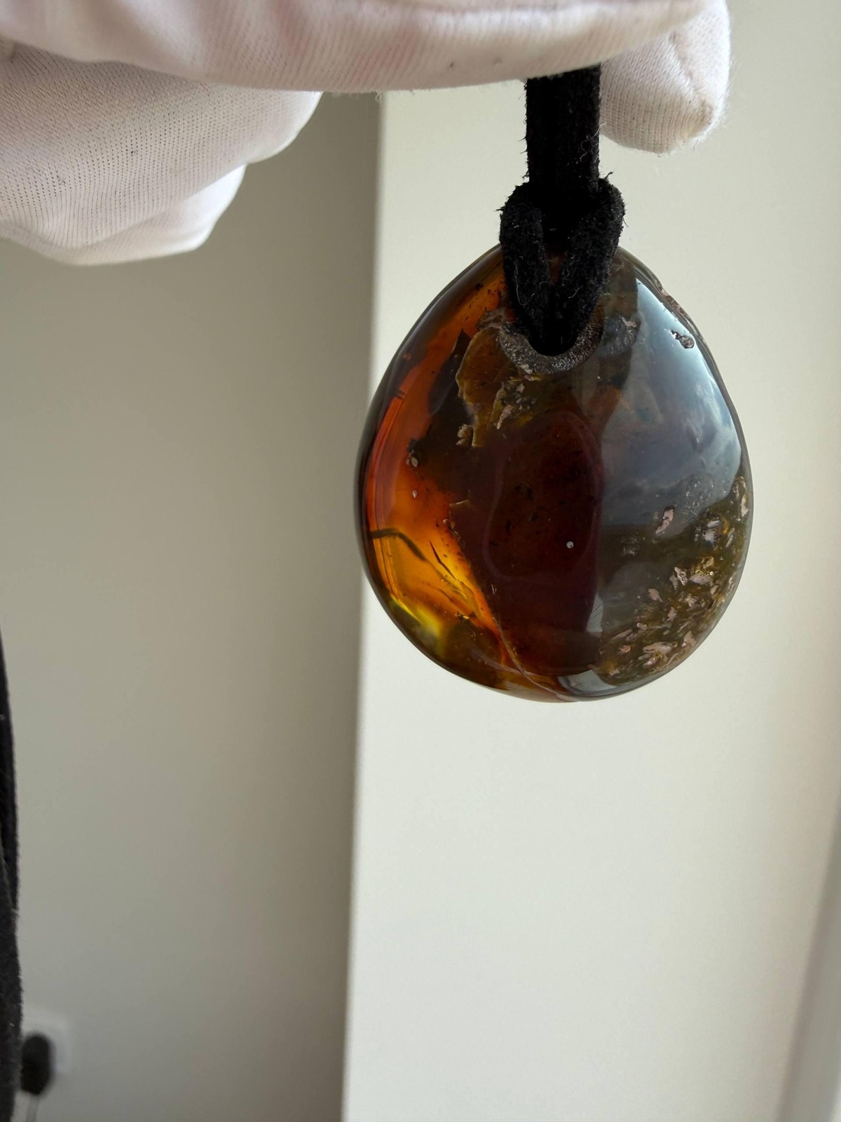 Honey Cognac Baltic Amber Drop Pendant, 9.5g