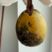 Large Golden Baltic Amber Pendant Necklace, 45mm, 14g