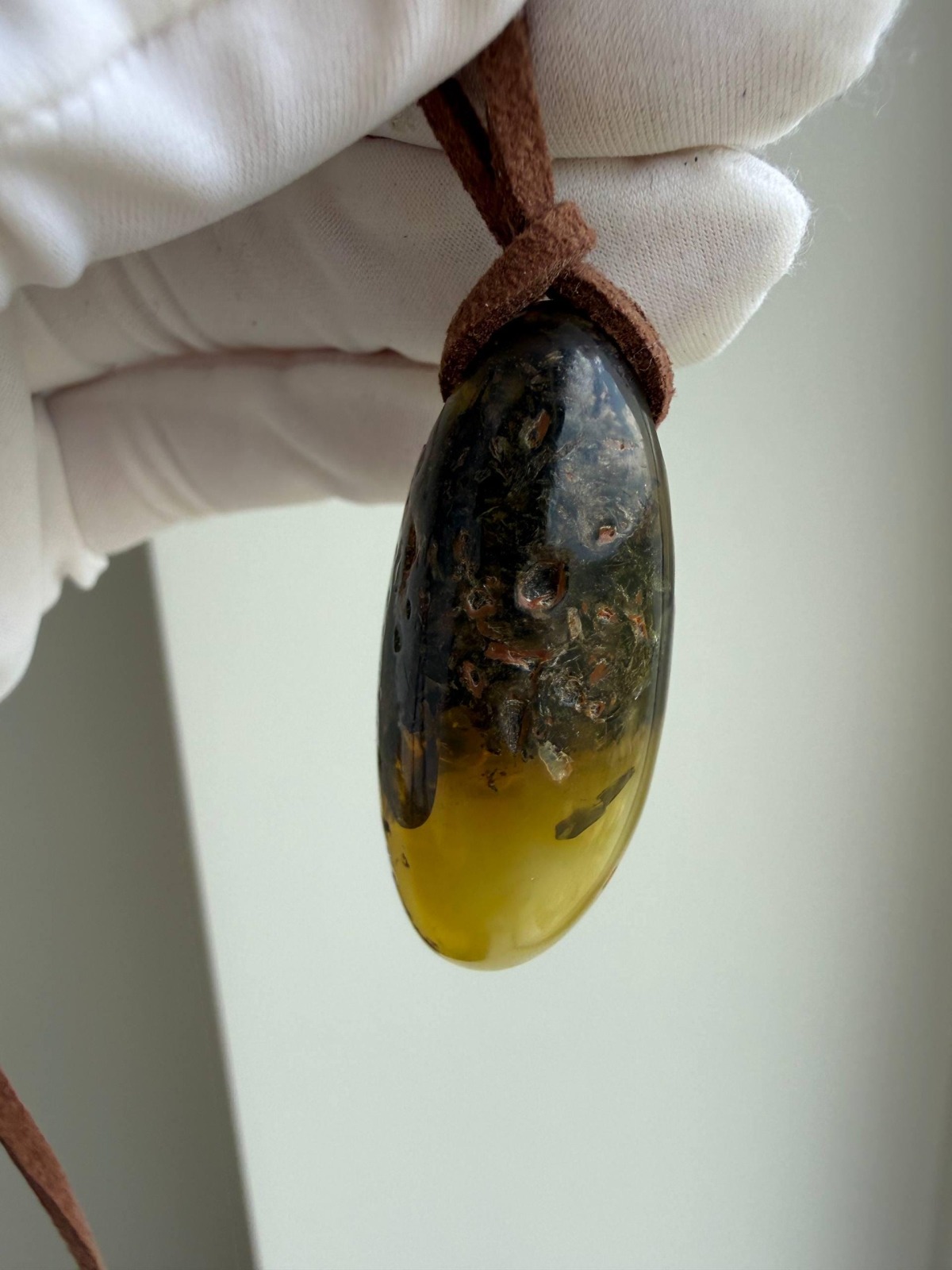 Dark Honey Baltic Amber Pendant with Natural Inclusions, 10g