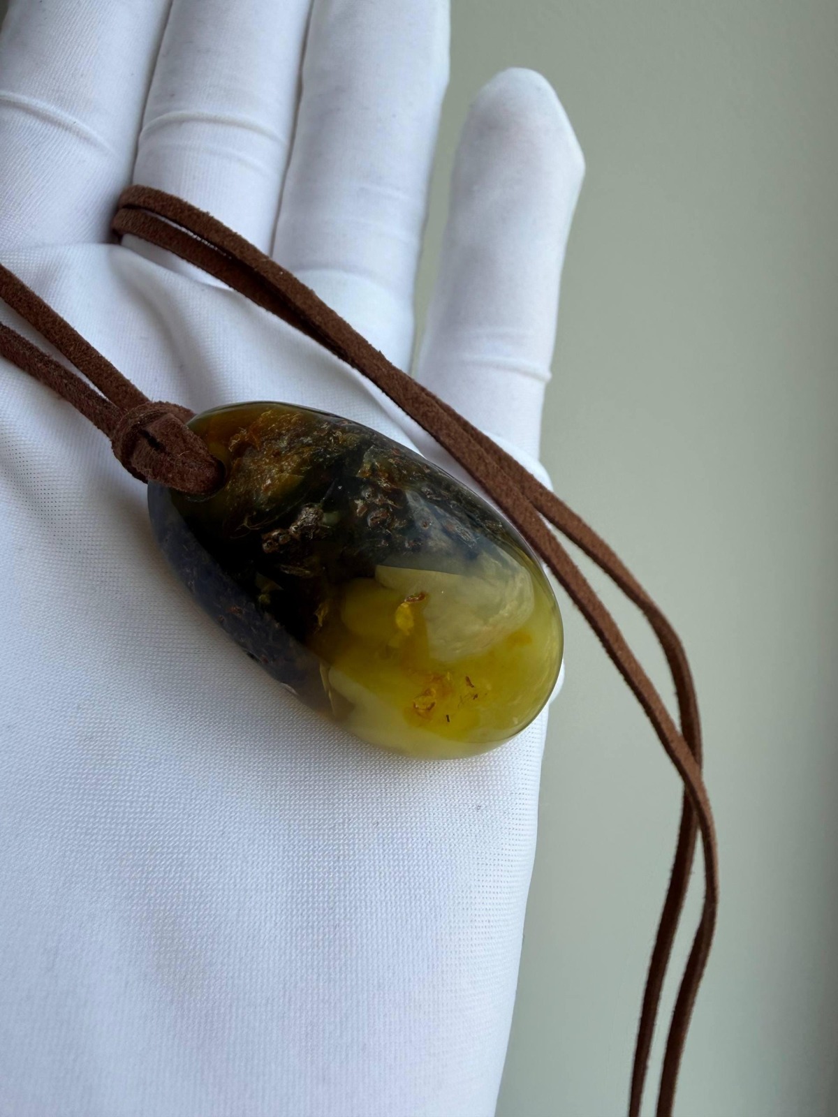 Dark Honey Baltic Amber Pendant with Natural Inclusions, 10g