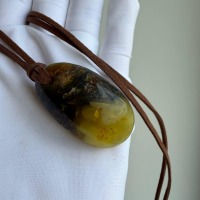Dark Honey Baltic Amber Pendant with Natural Inclusions, 10g