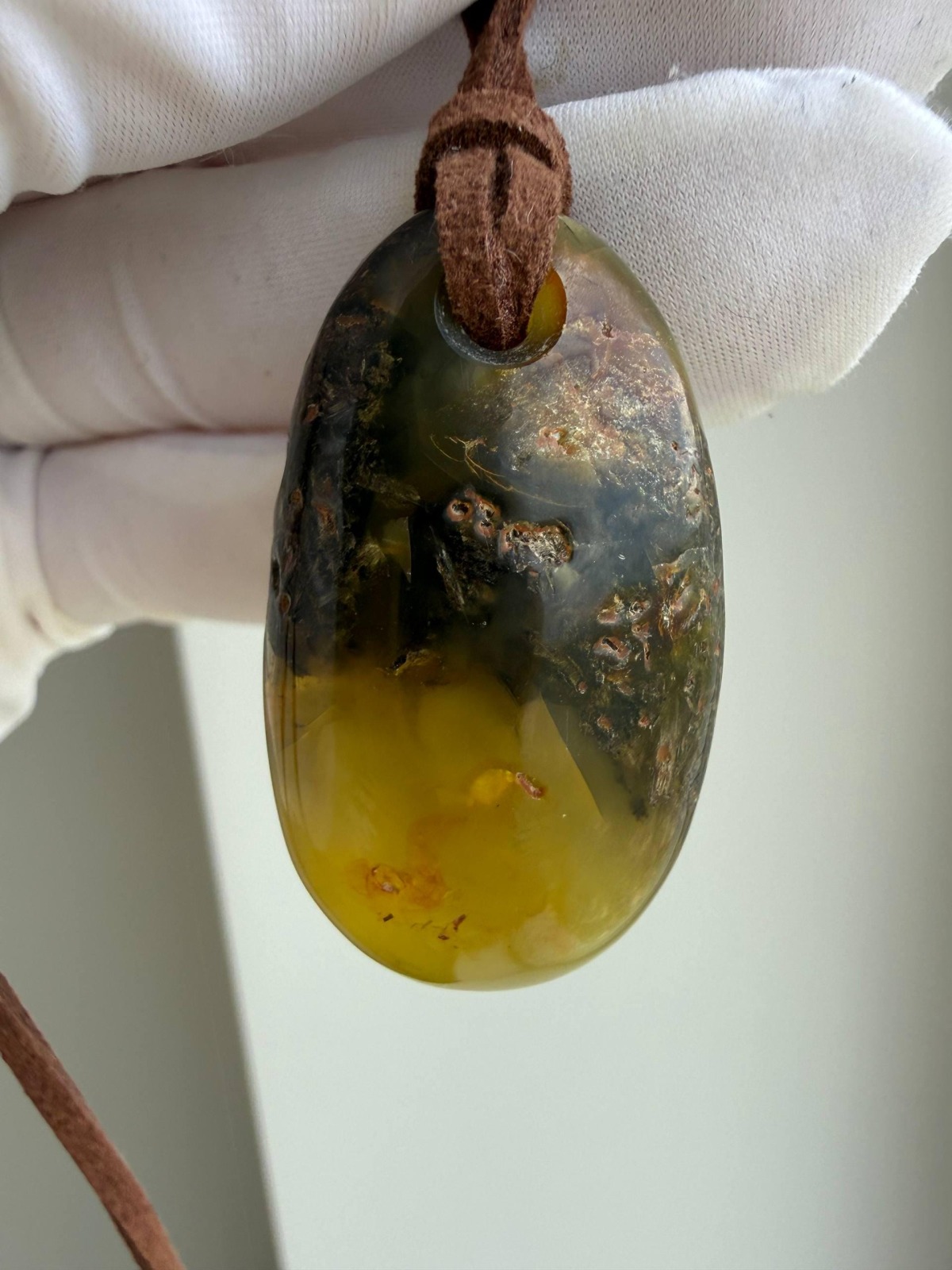 Dark Honey Baltic Amber Pendant with Natural Inclusions, 10g