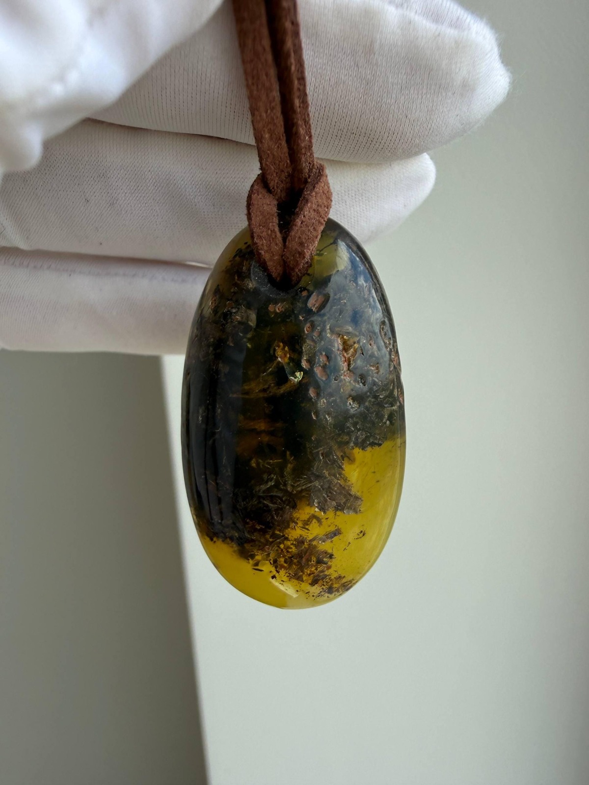 Dark Honey Baltic Amber Pendant with Natural Inclusions, 10g