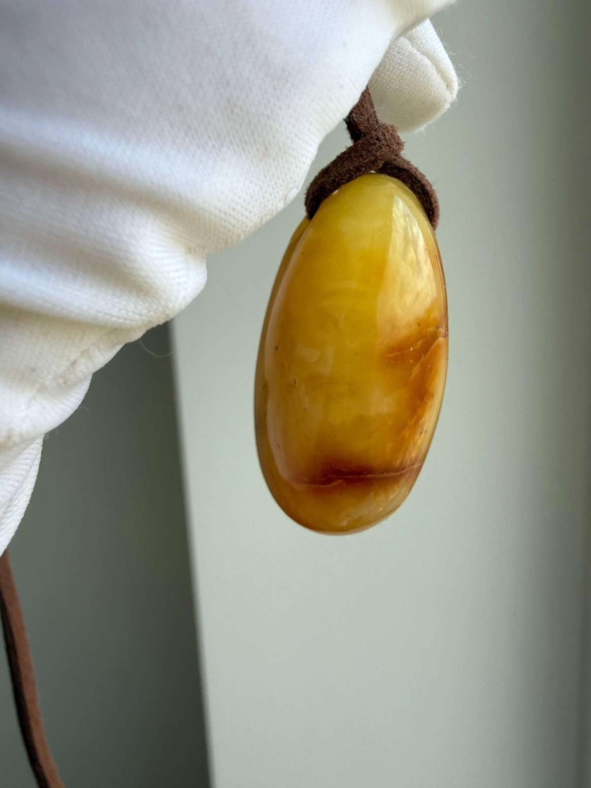 Butterscotch Baltic Amber Pendant, Polished Egg Shape