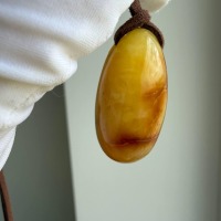 Butterscotch Baltic Amber Pendant, Polished Egg Shape