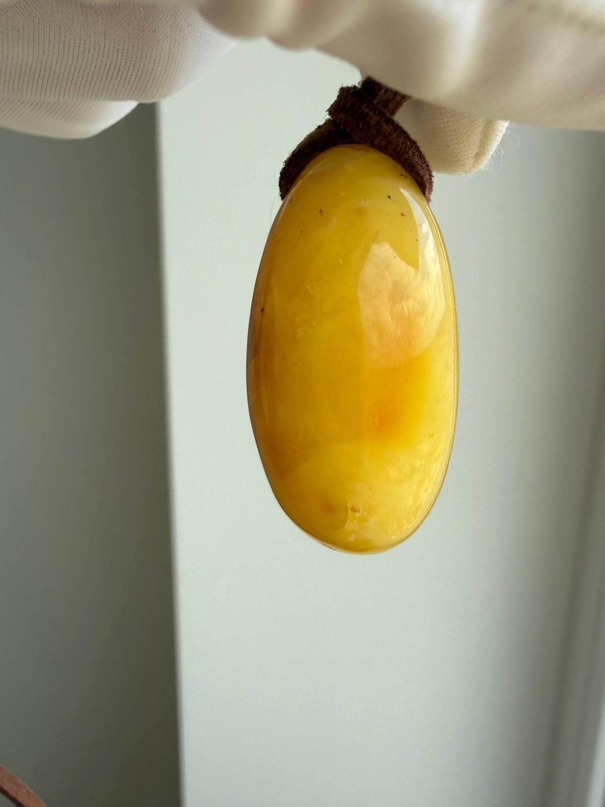 Butterscotch Baltic Amber Pendant, Polished Egg Shape