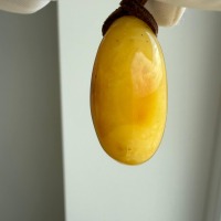 Butterscotch Baltic Amber Pendant, Polished Egg Shape