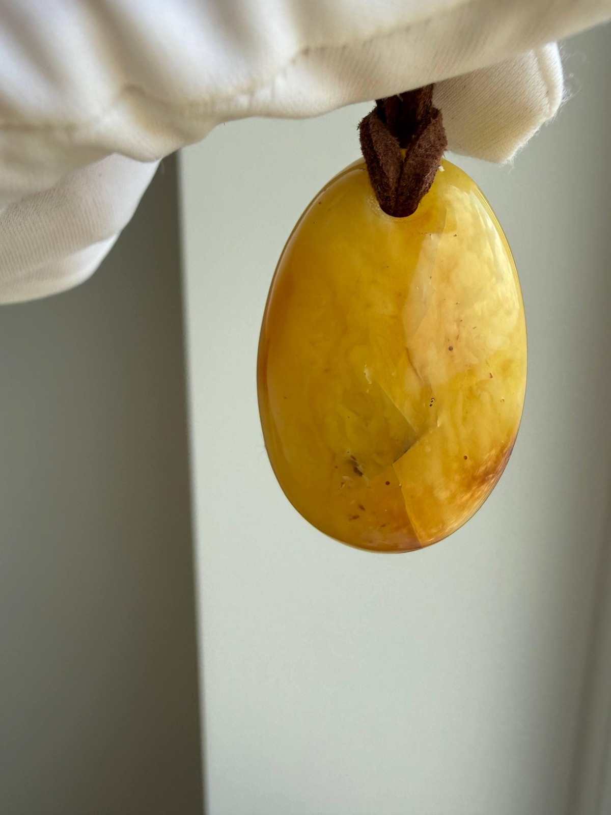 Butterscotch Baltic Amber Pendant, Polished Egg Shape
