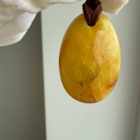 Butterscotch Baltic Amber Pendant, Polished Egg Shape