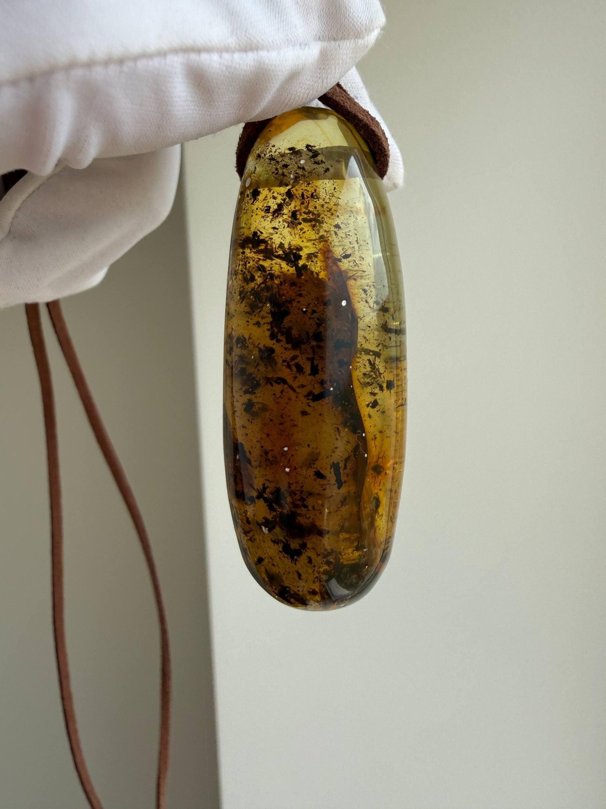 Large Honey Baltic Amber Pendant with Inclusions, 56mm, 20g
