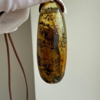 Large Honey Baltic Amber Pendant with Inclusions, 56mm, 20g