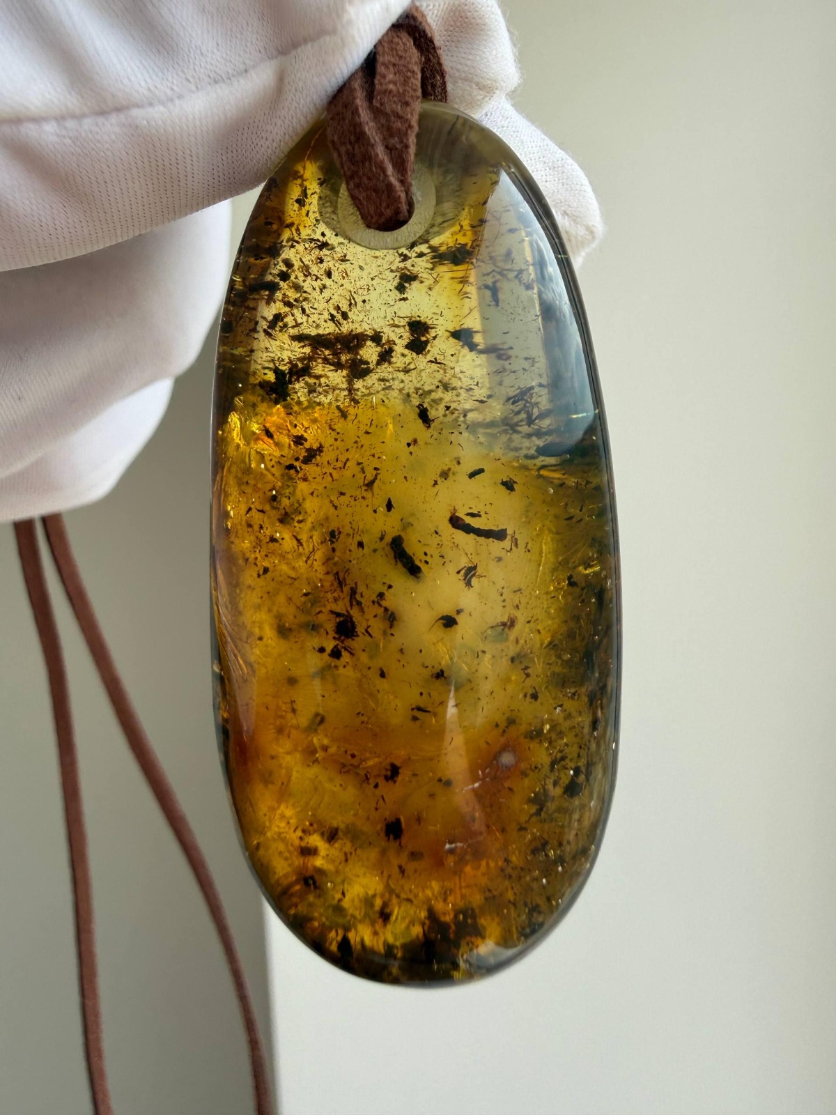 Large Honey Baltic Amber Pendant with Inclusions, 56mm, 20g