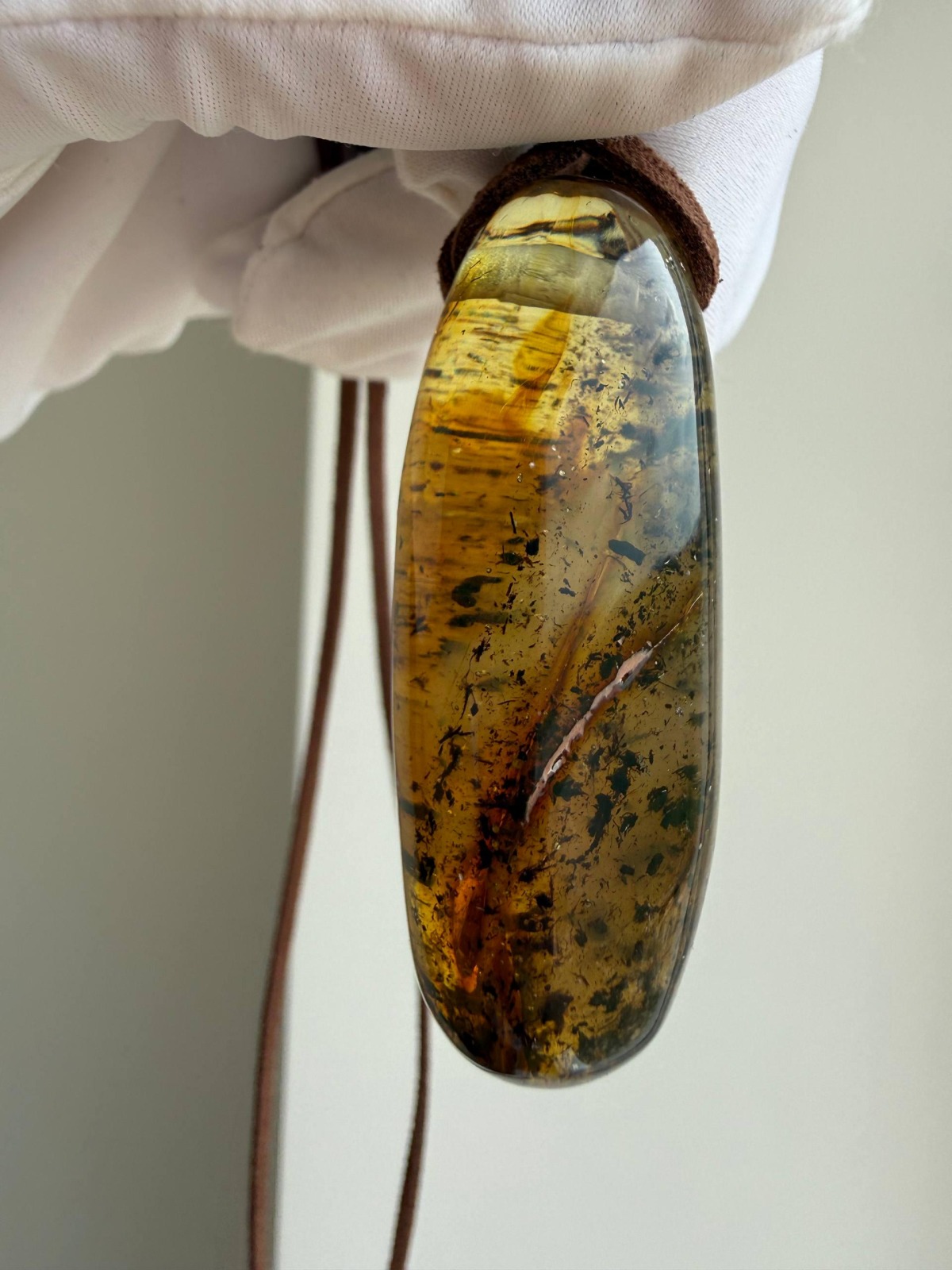 Large Honey Baltic Amber Pendant with Inclusions, 56mm, 20g