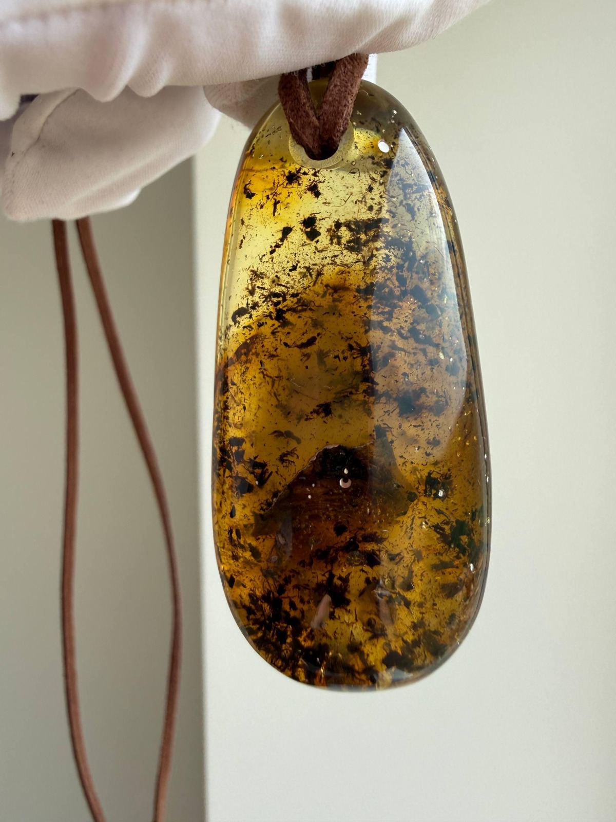 Large Honey Baltic Amber Pendant with Inclusions, 56mm, 20g