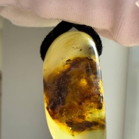 Clear Golden Baltic Amber Pendant with Inclusions, 9g
