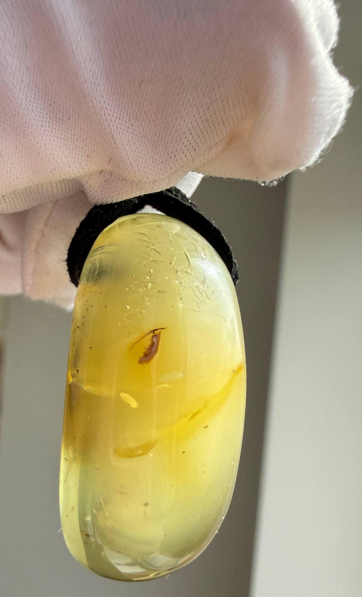 Clear Golden Baltic Amber Pendant with Inclusions, 9g