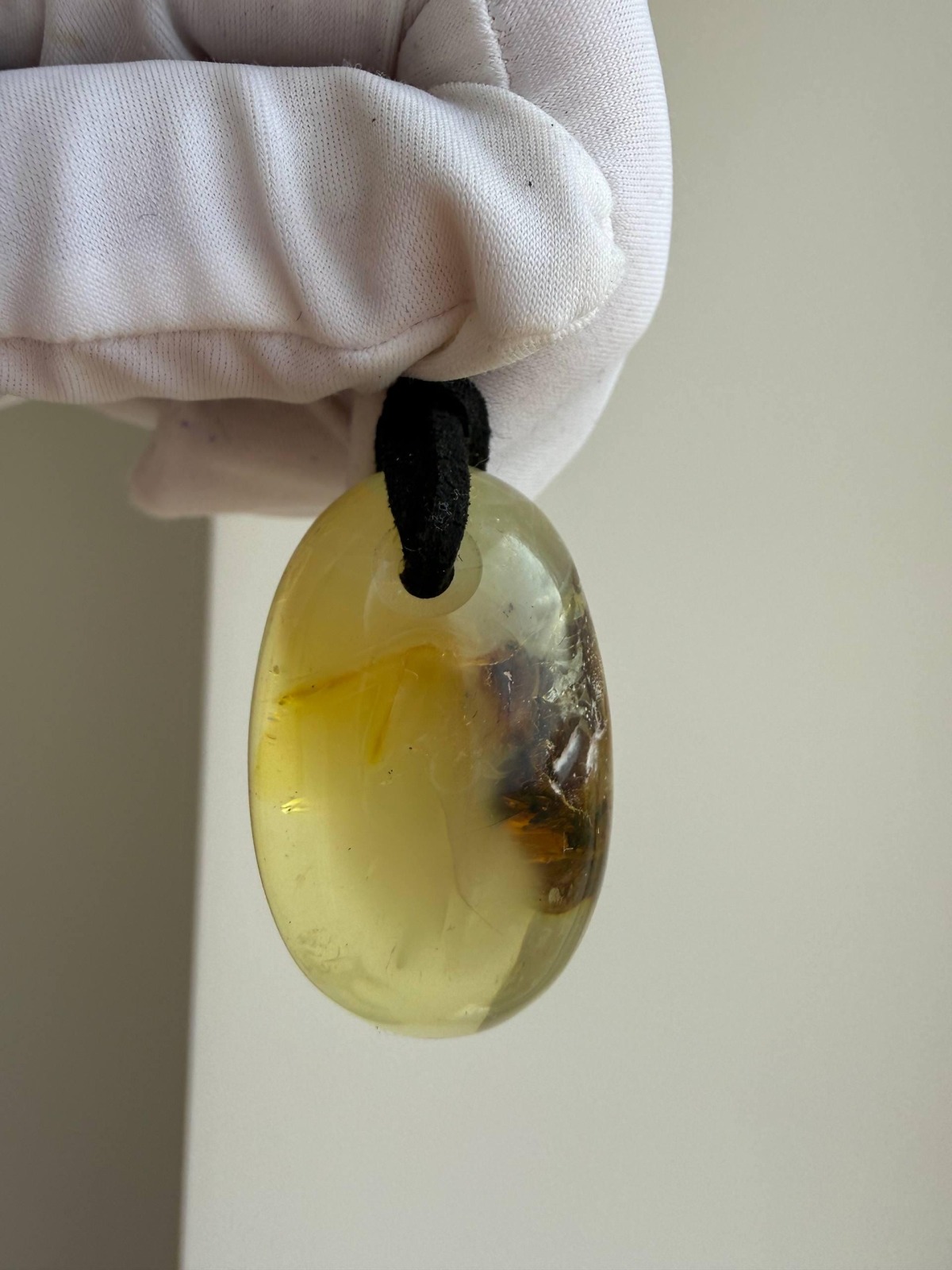Clear Golden Baltic Amber Pendant with Inclusions, 9g