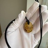 Polished Honey Baltic Amber Pendant with Inclusions, 30mm, 7g