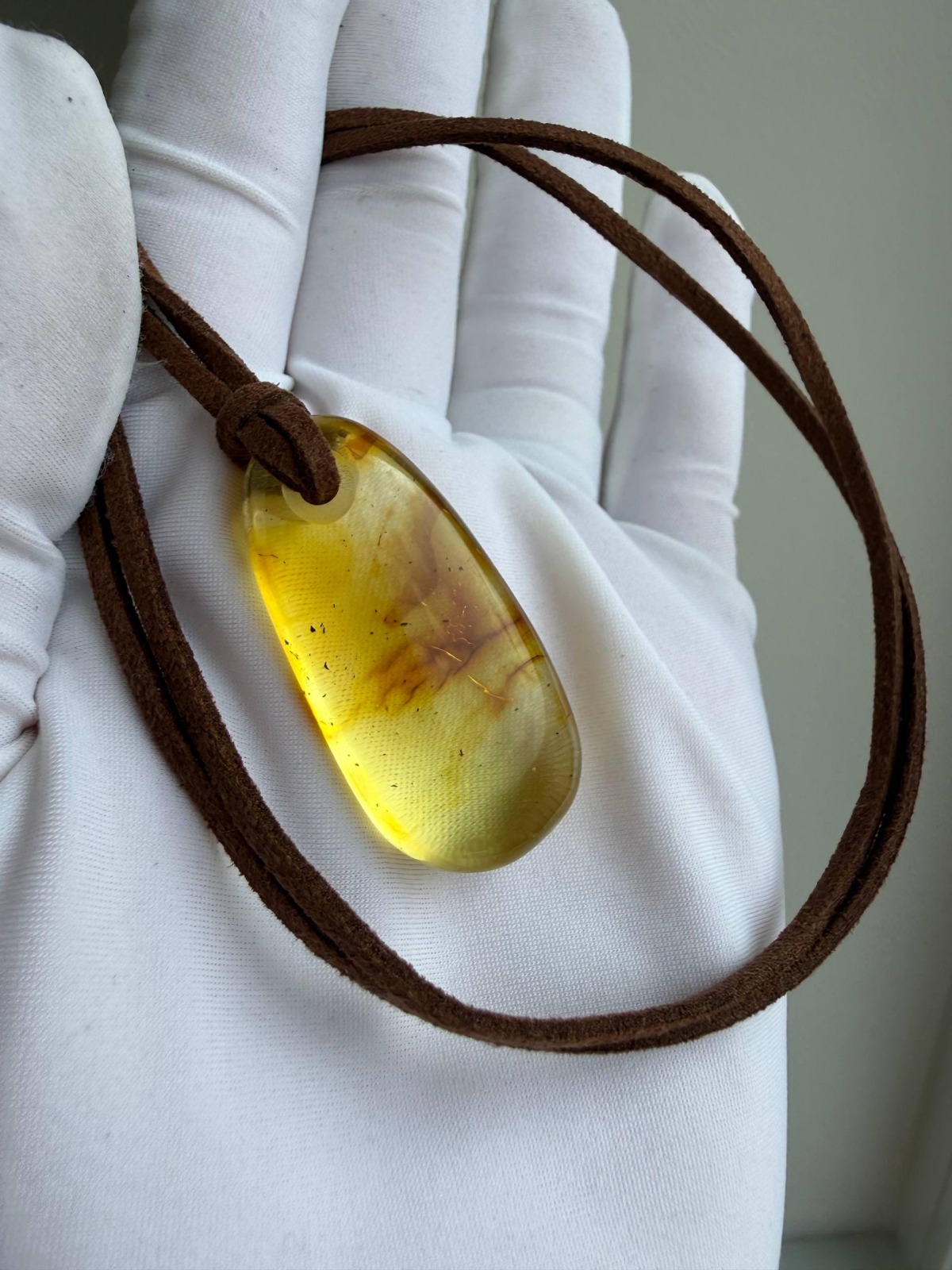 Honey Baltic Amber Drop Pendant, Minimalist, 8g