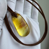 Honey Baltic Amber Drop Pendant, Minimalist, 8g