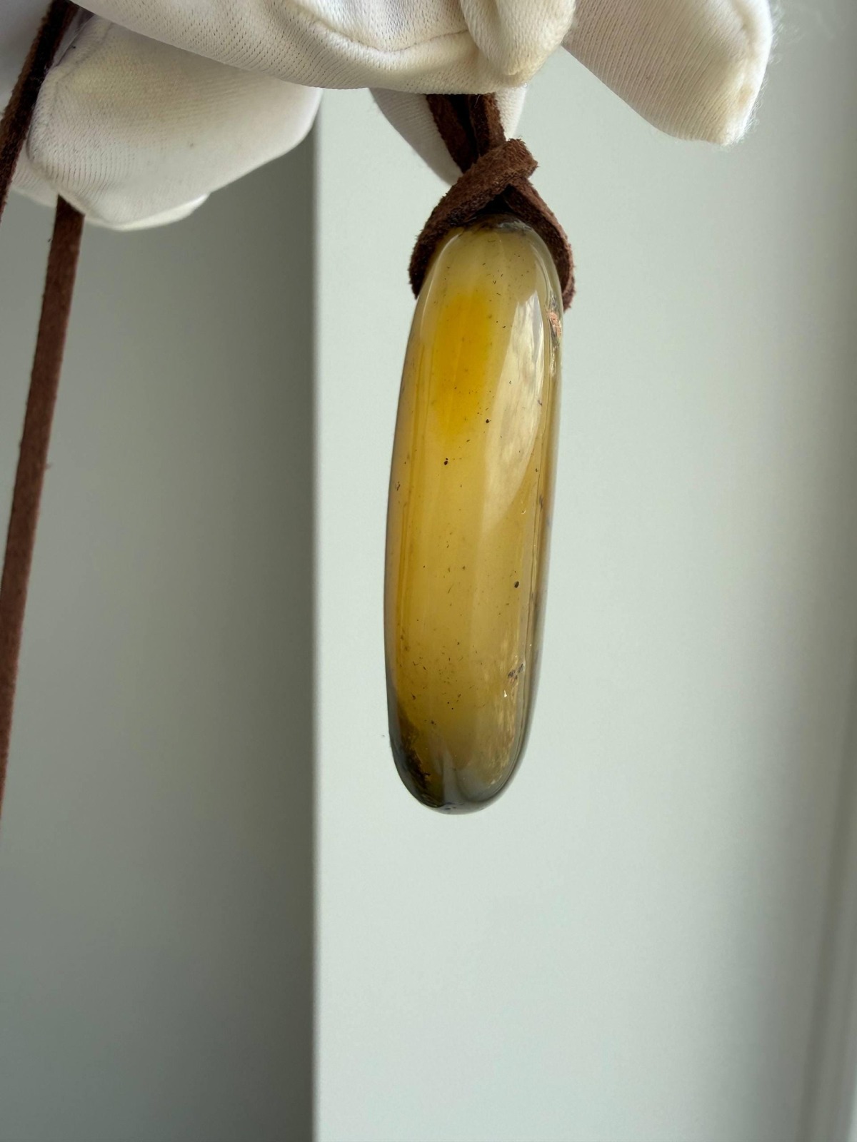 Large Golden Baltic Amber Pendant Necklace, 45mm, 14g