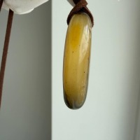 Large Golden Baltic Amber Pendant Necklace, 45mm, 14g