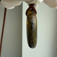 Large Golden Baltic Amber Pendant Necklace, 45mm, 14g