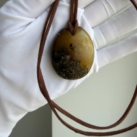 Large Golden Baltic Amber Pendant Necklace, 45mm, 14g