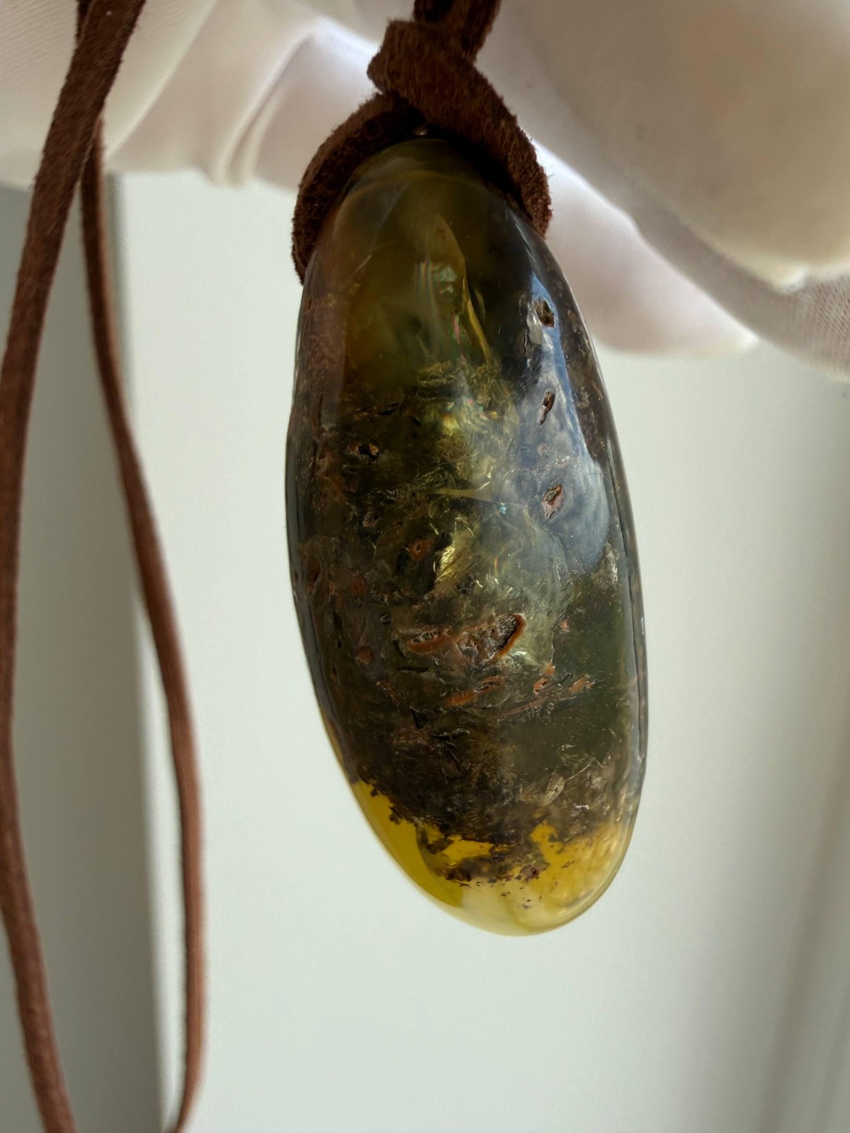 Dark Honey Baltic Amber Pendant with Natural Inclusions, 10g