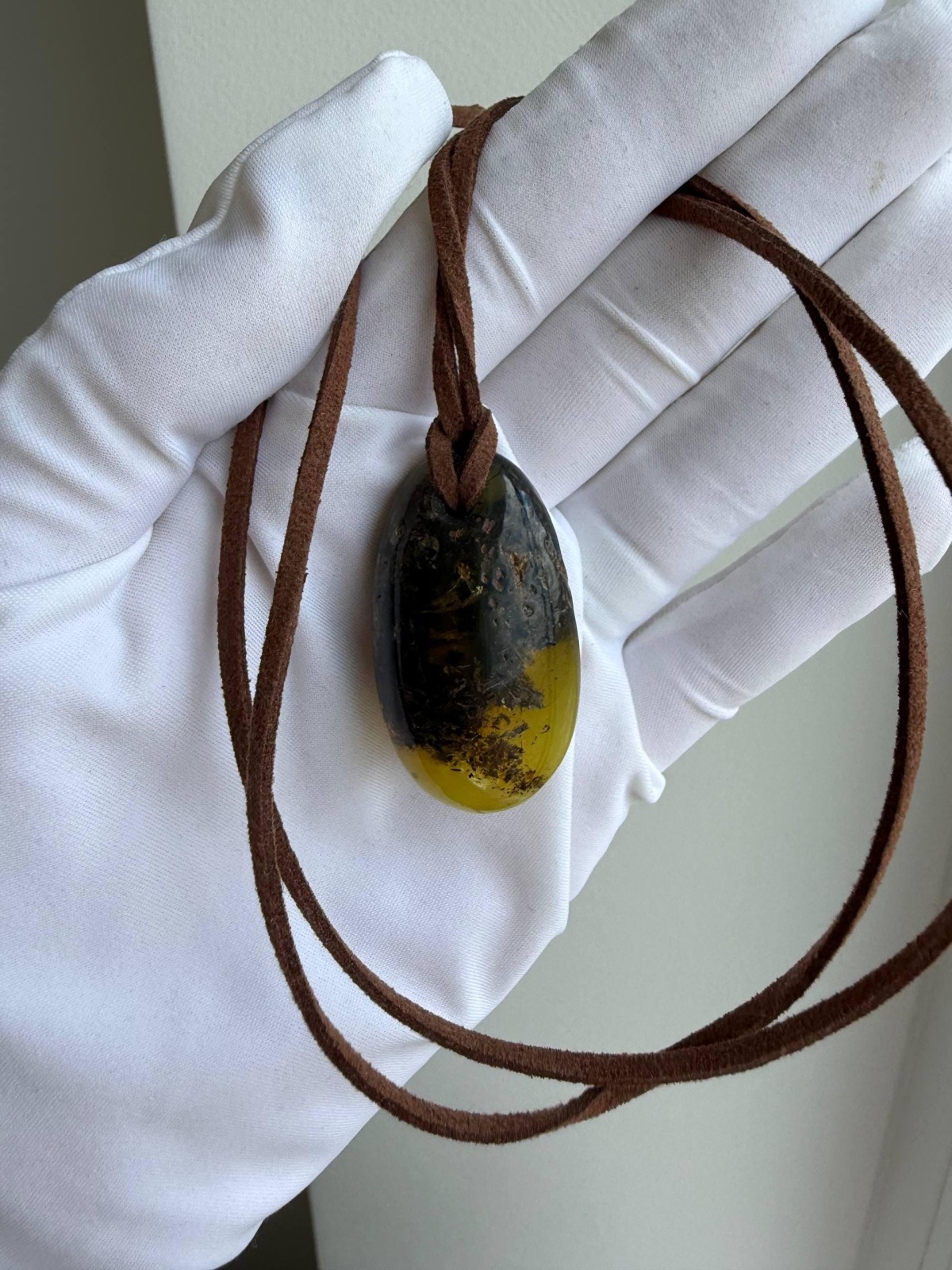 Dark Honey Baltic Amber Pendant with Natural Inclusions, 10g