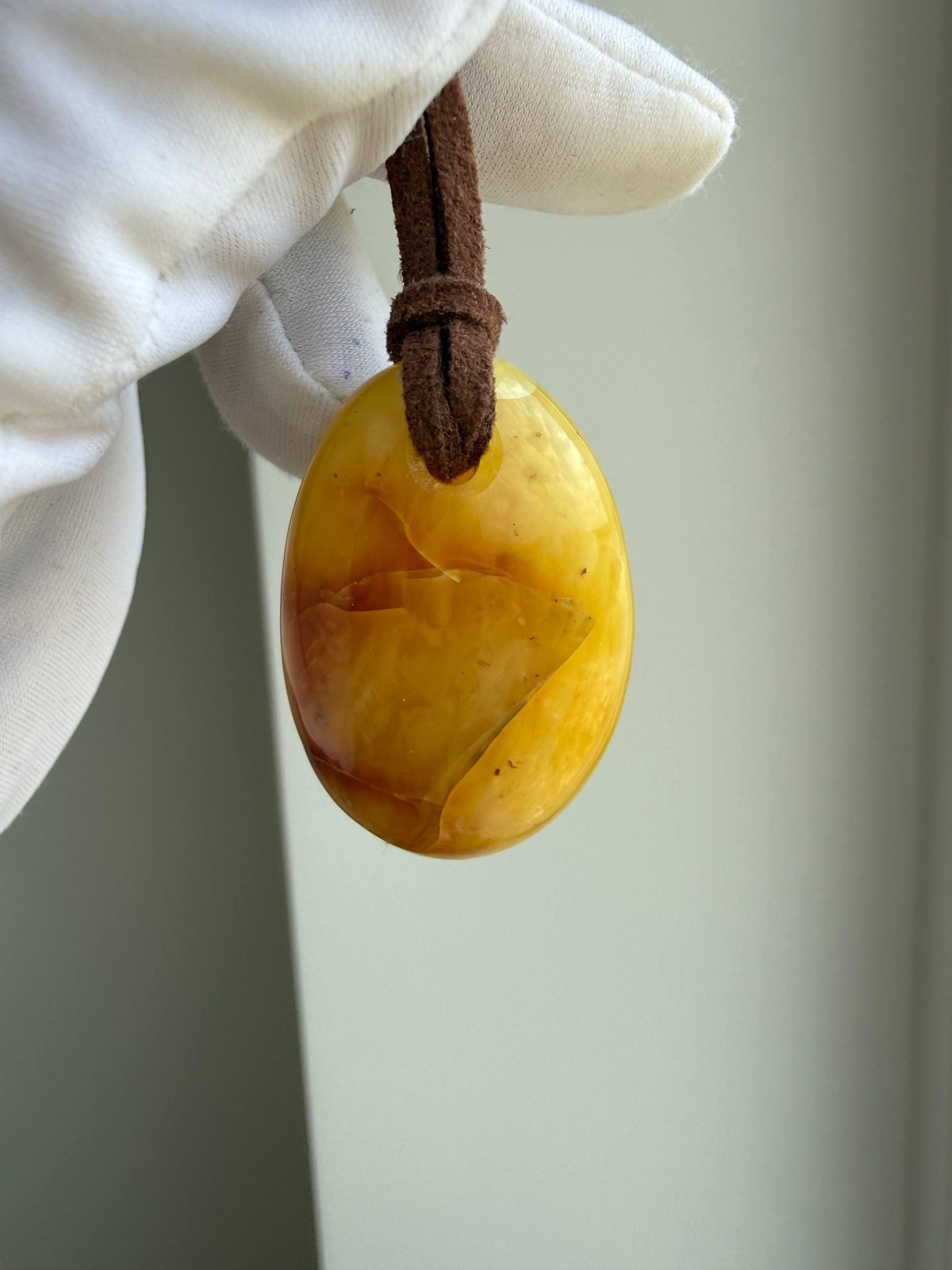 Butterscotch Baltic Amber Pendant, Polished Egg Shape
