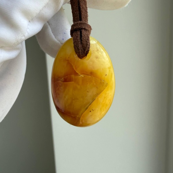 Butterscotch Baltic Amber Pendant, Polished Egg Shape