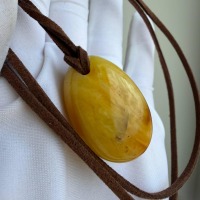 Butterscotch Baltic Amber Pendant, Polished Egg Shape