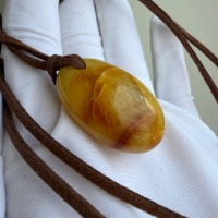 Butterscotch Baltic Amber Pendant, Polished Egg Shape